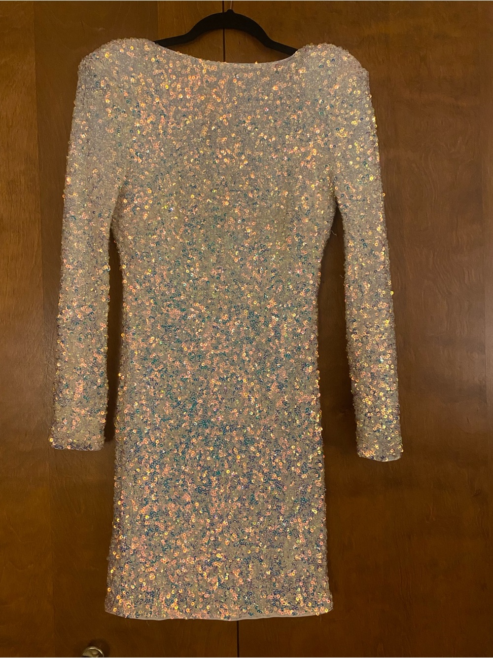 Iridescent Sequin Long Sleeve Mini Dress